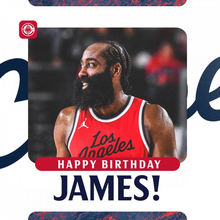 官方入口-快船队官方推特庆祝詹姆斯·哈登迎来36岁生日🎂